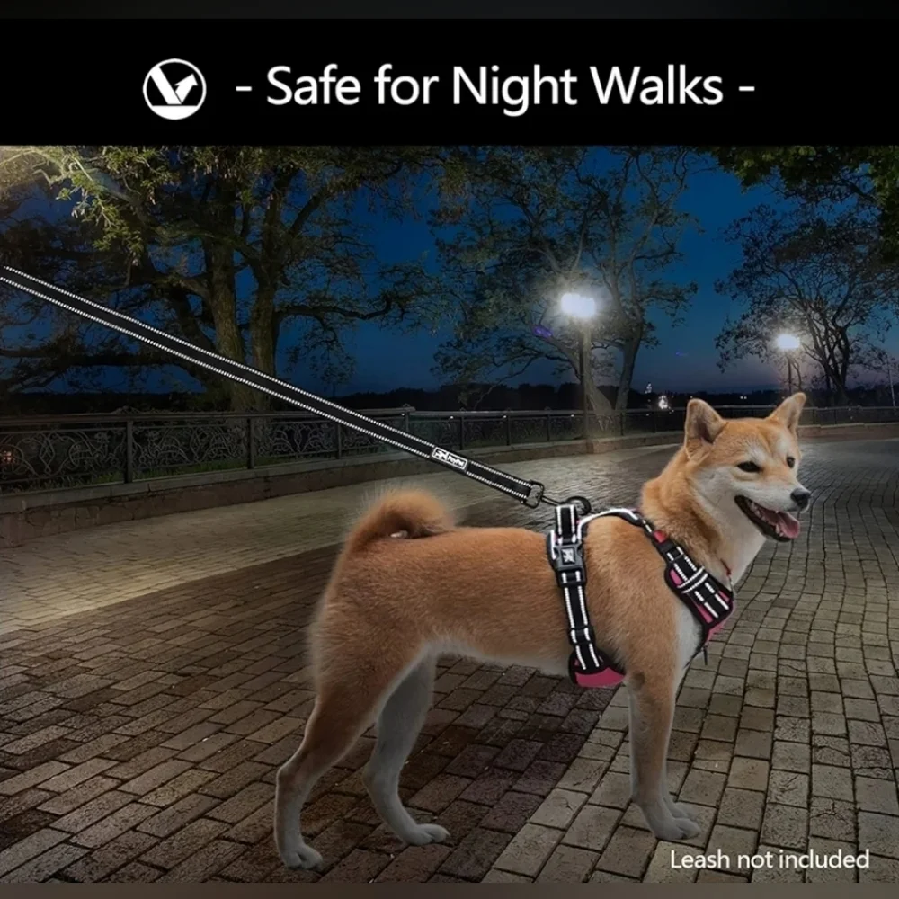 PoyPet NIB Pink/Black No Pull Reflective Dog Harness Size Small